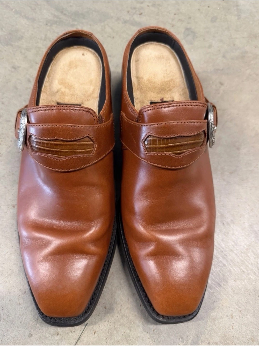 Ariat Women’s Brown Western Leather Buckle Clog Mules 8.5 Cowgirl Southwestern